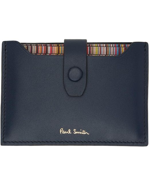 Paul Smith Blue Signature Stripe Pull-out Card Holder for men