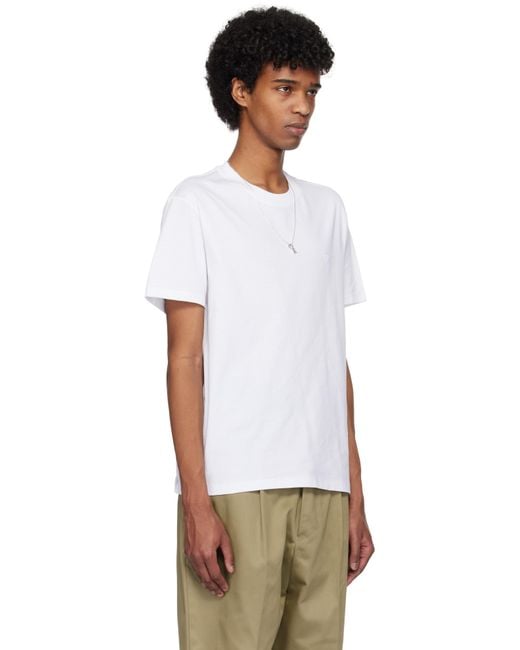 AMI White Cotton Ami De Coeur T-Shirt for men