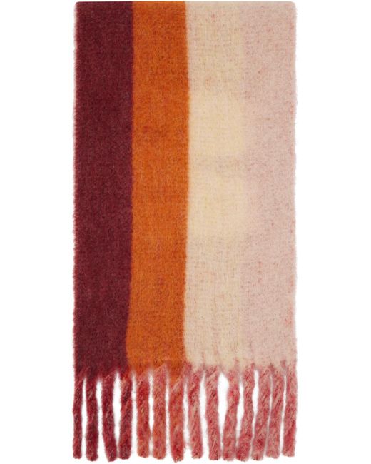 Marni Red Pink Fringed Scarf