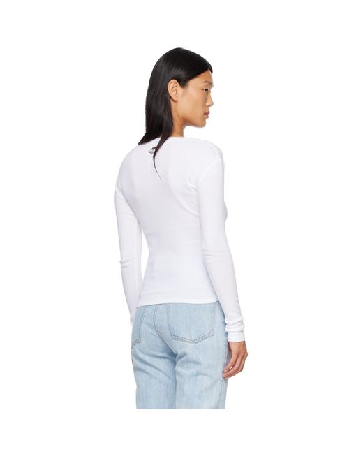 HOMMEGIRLS White Fruit Of The Loom Edition Long Sleeve Slim T-Shirt