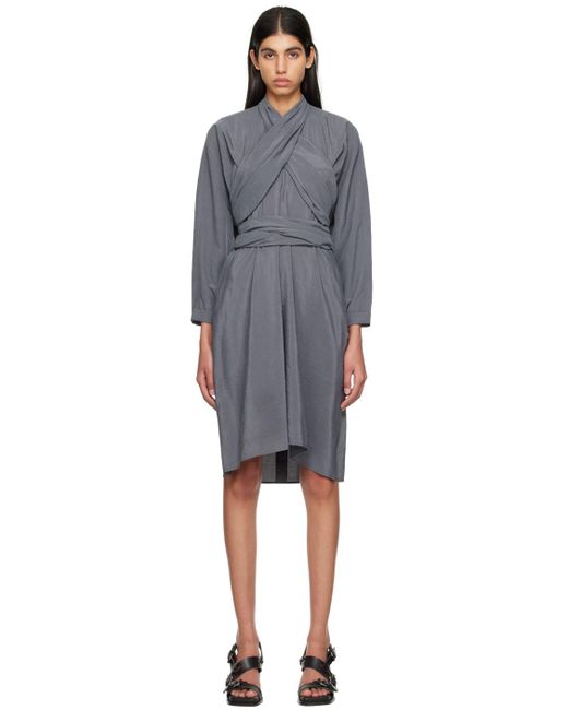 Lemaire Black Gray Knotted Midi Dress