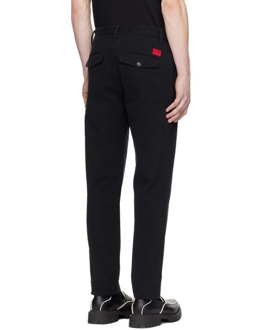 HUGO Black Tapered-fit Trousers for men