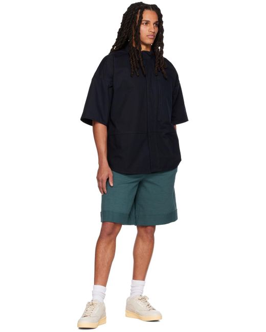 Jil Sander Blue Green Drawstring Shorts for men