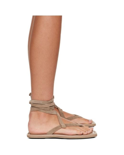 St. Agni Brown Taupe Suede Tie Up Sandals