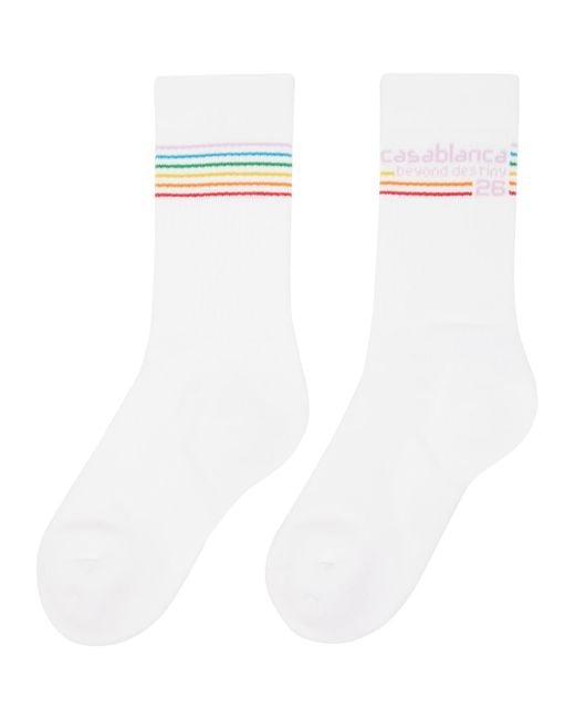 Casablanca White Beyond Destiny Stripe Socks for men