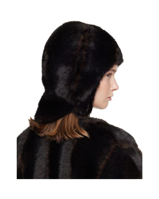 MM6 by Maison Margiela Black Faux Fur Aviator Hat