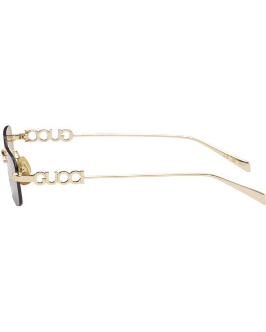 Gucci Gray Rectangular Frame Sunglasses