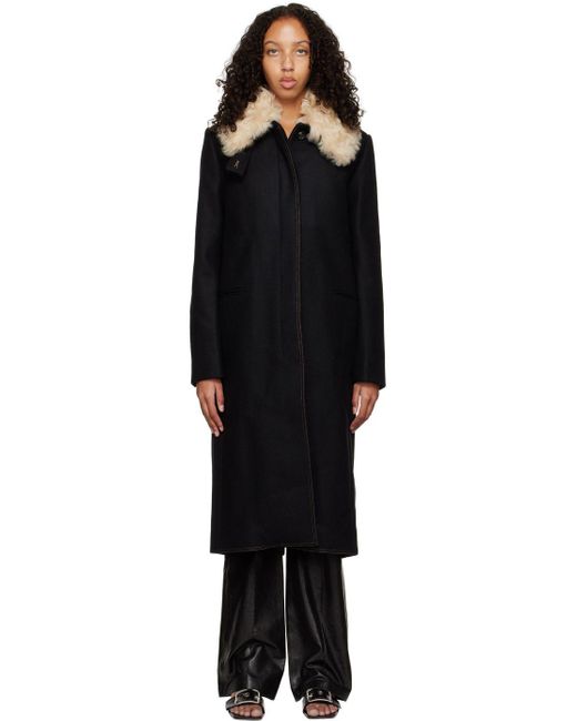 Helmut Lang Black Spread Collar Coat Lyst