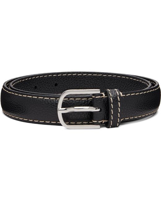 Totême Black Slim Grained-Leather Trouser Belt