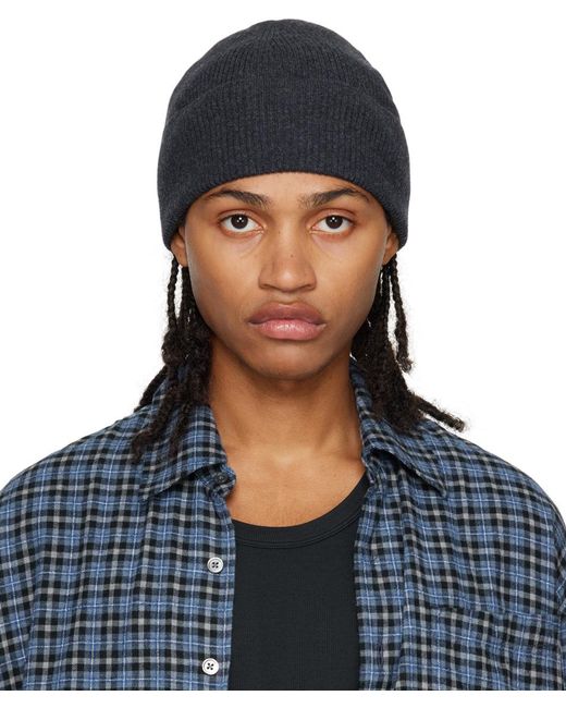 Our Legacy Blue Gray Knit Beanie for men