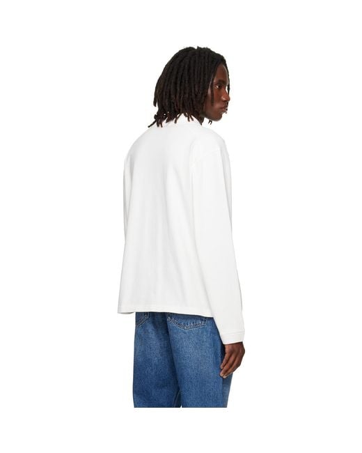 Studio Nicholson White Off- Sudds Long Sleeve Jersey Polo for men