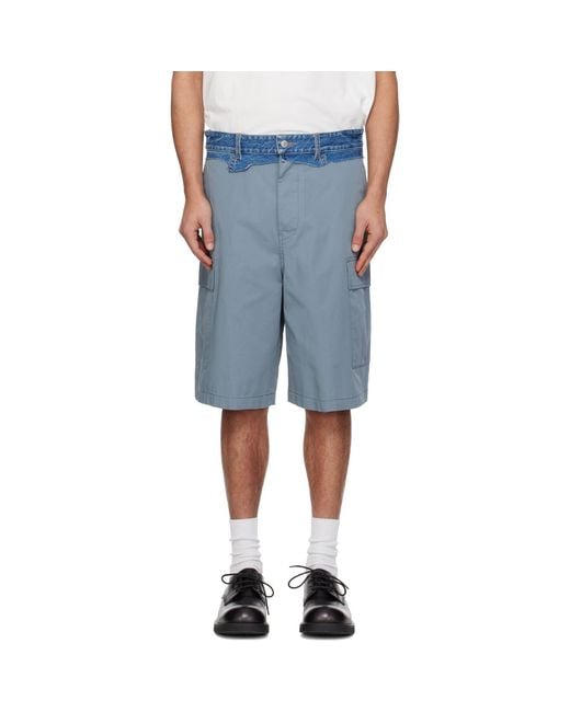 MM6 by Maison Margiela Blue Denim Waistband Cargo Shorts for men