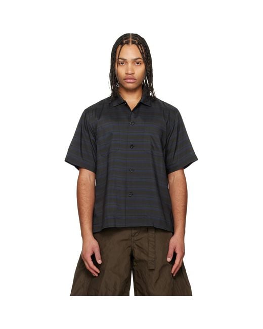 Sacai Black Horizontal Stripe Shirt for men