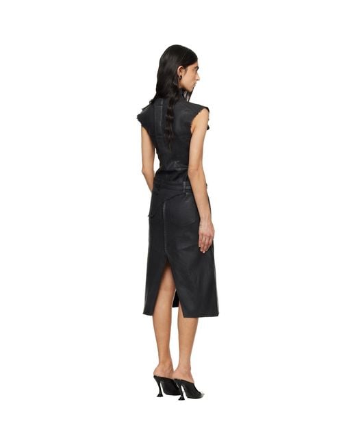 OTTOLINGER Black Glazed Denim Belted Midi Dress