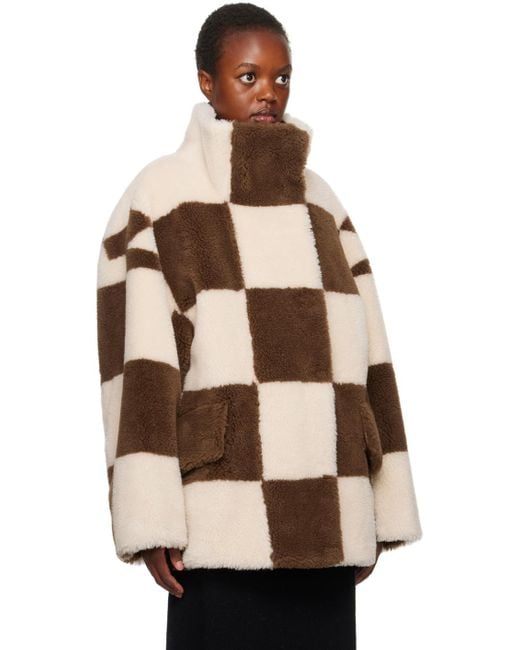 Stand Studio Natural Off-white & Brown Dani Faux-fur Jacket