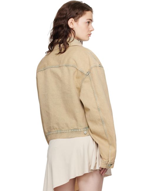 Acne ベージュ＆ブルー オーバーサイズ クロップドフィット デニムジャケット Natural