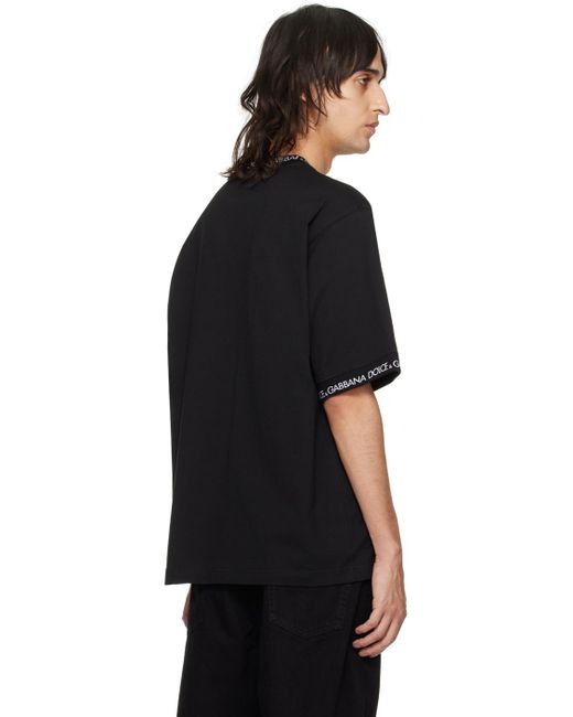 メンズ Dolce & Gabbana ジャカードロゴ Tシャツ Black