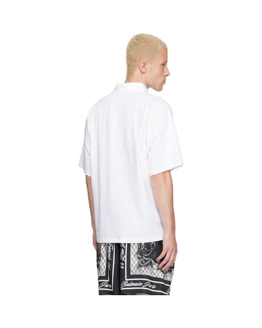 Balmain White Printed Vine' Polo for men