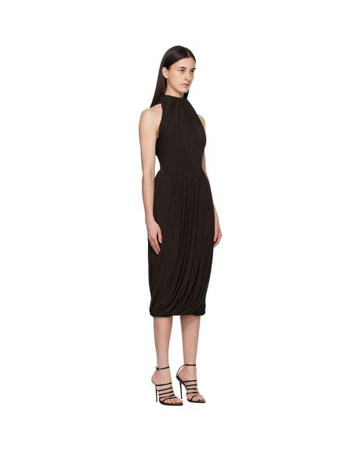 Alaïa Black Twisted Soft Jersey Midi Dress