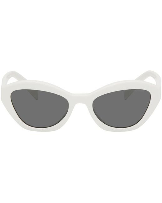 Prada White Angular Butterfly Sunglasses
