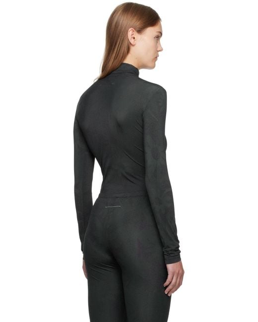 MM6 by Maison Margiela Black Printed Bodysuit