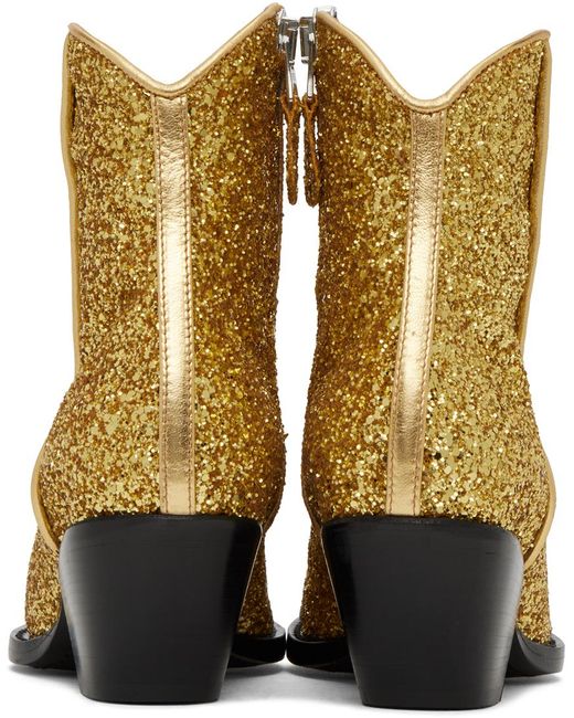 R13 Yellow Gold Skinny Ankle Cowboy Boots