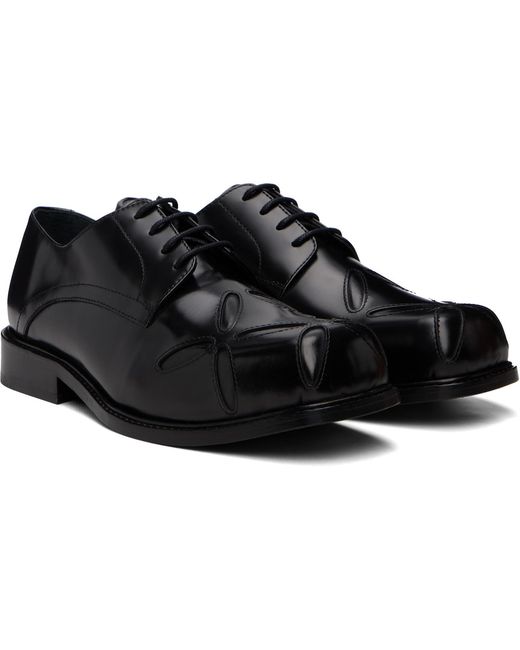 STEFAN COOKE Black Slashed Square Toe Derbys for men