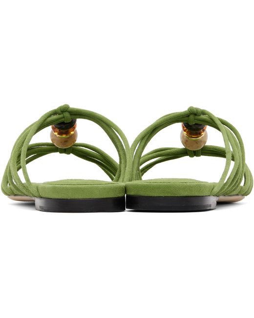 Jimmy Choo Green Lova Mule Flat Sandals