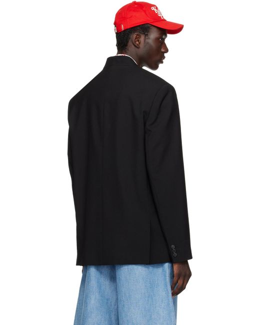 メンズ KENZO Paris ショールカラー テーラードジャケット Black