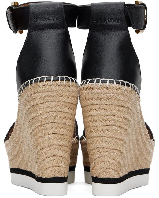 Sandales de style espadrille à talon compensé glyn noir et brun clair See By Chloé en coloris Black