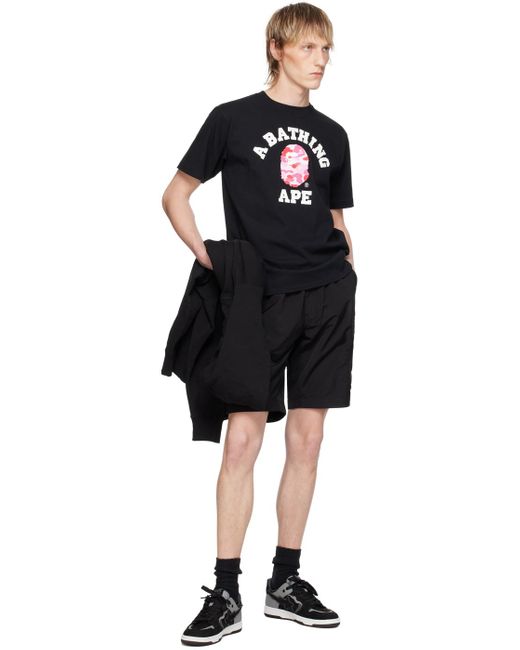T-shirt noir à logo de style collégial à motif camouflage abc A Bathing Ape pour homme en coloris Black