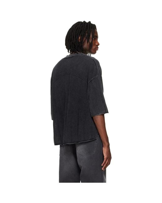 Represent Black Knitted Varsity Jersey for men