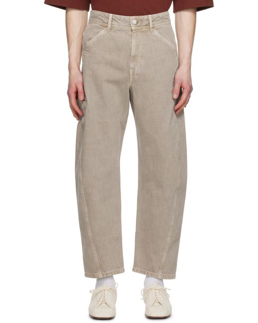 Lemaire Natural Taupe Twisted Jeans for men