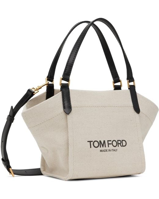Tom Ford Gray Off-white Amalfi Small Tote