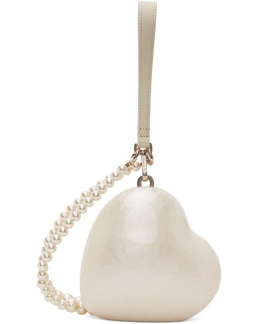 【Simone Rocha】 Heart faux pearl-embellished clutch Heart faux pearl-embellished clutch in white - Simone Rocha