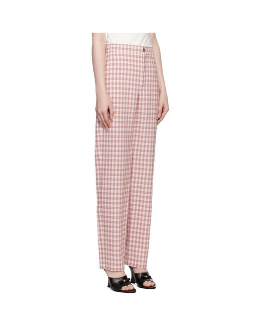 Moschino Pink Viscose-Linen Check Trousers