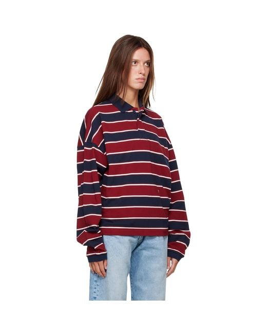 Rhude Red Burgundy & Fontaine Striped L/S Polo