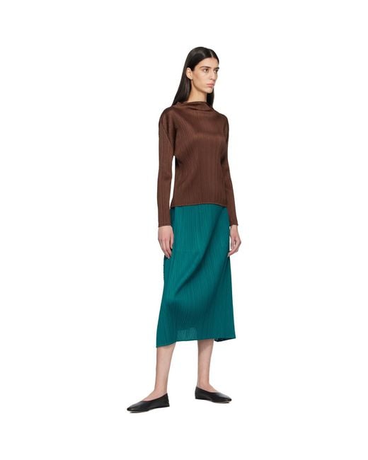 Pleats Please Issey Miyake Blue Monthly Colors October Maxi Skirt