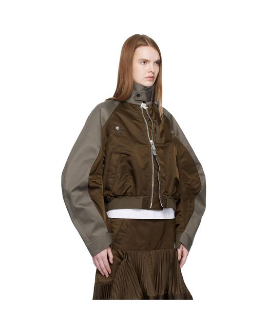 Sacai Brown Chino & Twill Bomber Jacket