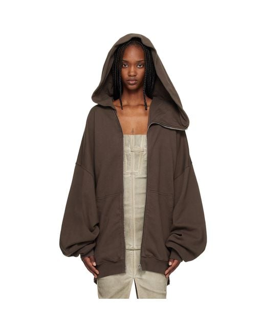 Rick Owens Brown Temple Mountain Hun Hoodie
