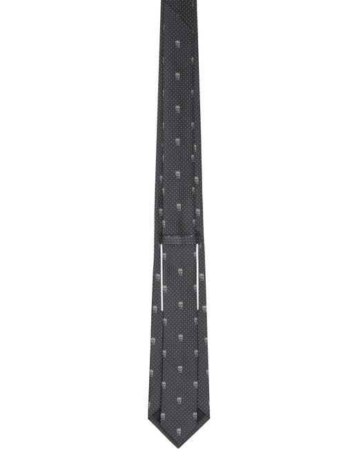 Alexander McQueen Black Skull Polka Dot Tie for men