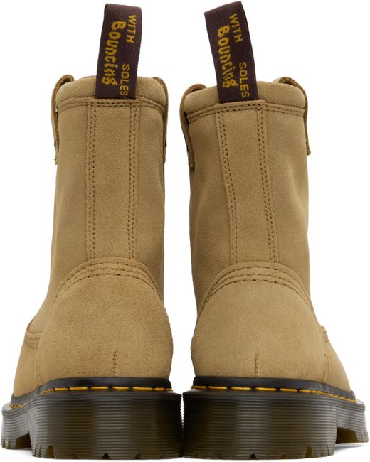 Dr. Martens Green Tan Anistone Lo Suede Biker Boots for men