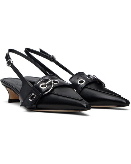 Aeyde Black Davina Eyelet Slingback Heels