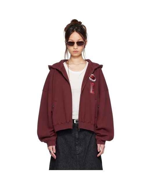 Lu'u Dan Red Bruce Lee X Lựu Đạn Burgundy Zip Hoodie
