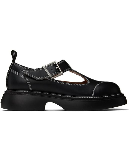 Chaussures oxford de style chaussures charles ix noires à boucle Ganni en coloris Black