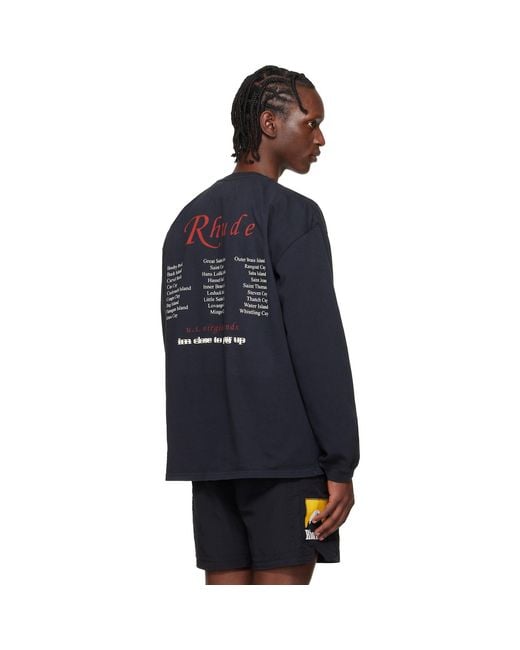 Rhude Blue Usvi 'Regatta' Tour Ls T-Shirt for men
