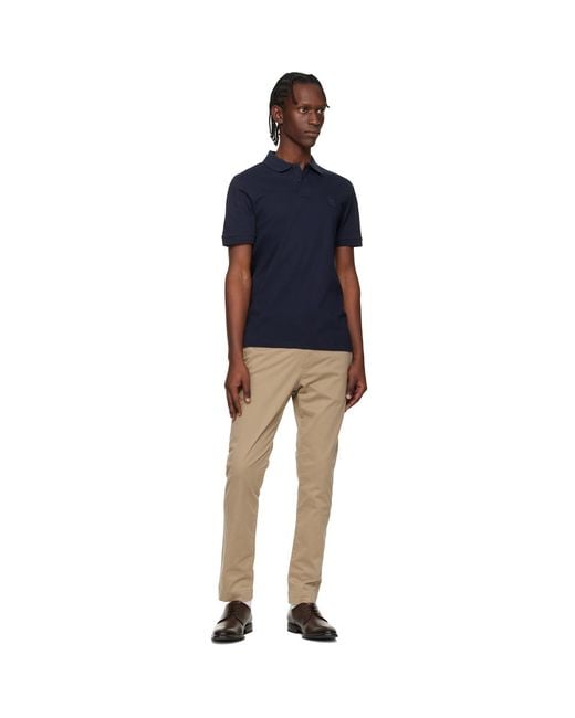 Boss Blue Logo Patch Stretch-Cotton Slim-Fit Polo for men