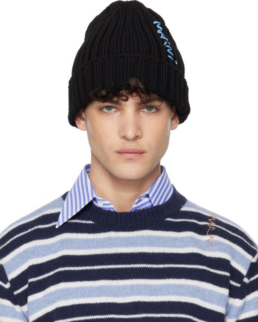 Marni Blue Cotton Beanie for men