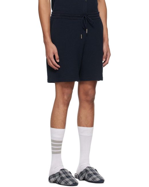 Thom Browne Blue Navy Textured Shorts for men