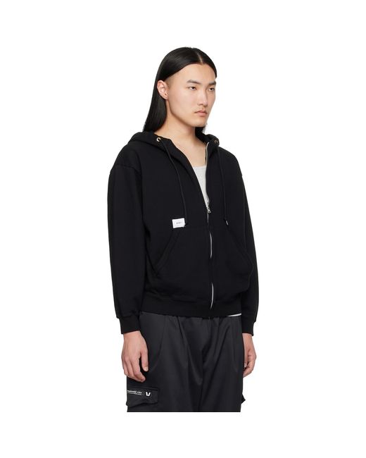 (w)taps Black Throwdy Zip Hoodie for men